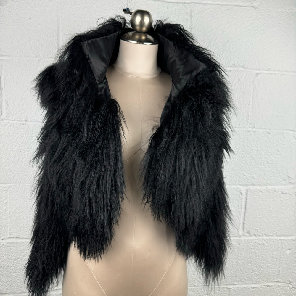 Alice + Olivia Black Faux Fur Vest
